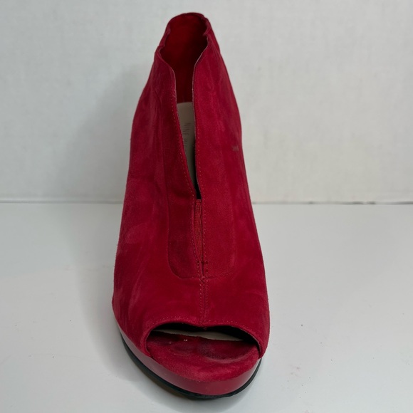 Nine West Red Suede Peep-Toe Booties, Pendanto Stiletto Platform Women’s Size 10 - Picture 2 of 16